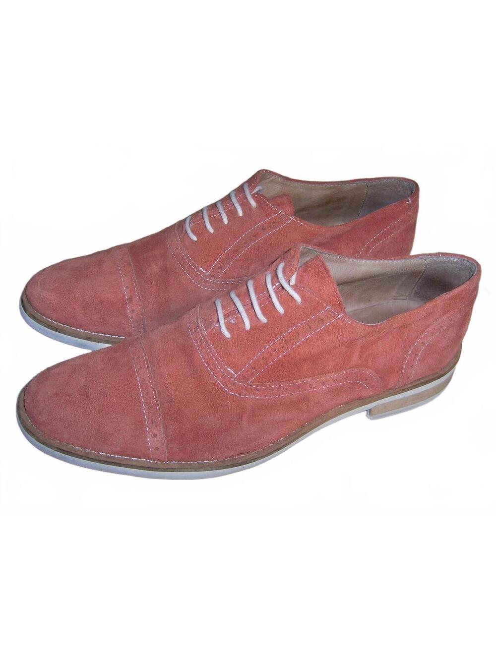 Bacco Bucci Mens Salmon Pink Suede Cap Toe Oxford Shoes 11.5